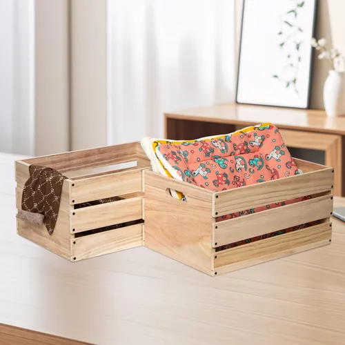 Vista 7 de Cajas de madera de gran tamaño de 20" de largo para almacenamiento, cajas de leche de madera de color tronco de granja, adecuadas para bricolaje