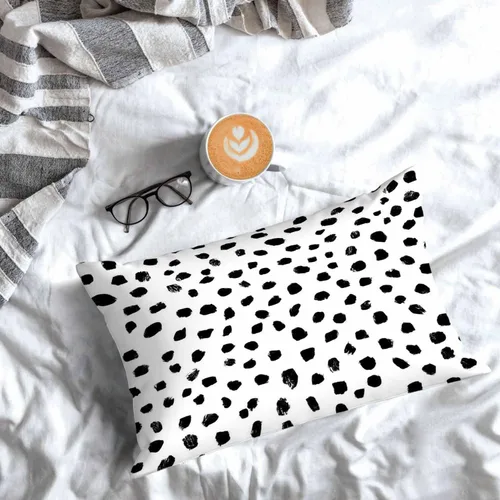 Vista 7 de Mugod Funda de cojín con diseño de lunares negros, sin costuras, para cama, sofá, oficina, 20 x 30 pulgadas