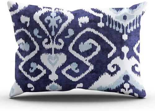 Vista 46 de Fundas de almohada decorativas Ikat con patrón de diamante en rojo y crema, cojín personalizable rectangular, tamaño 12 x 16 pulgadas, funda
