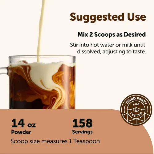 Vista 5 de Polvo de Café Instantáneo Orgánico 10 en 1 con Hongos, 14 Onzas (158 Porciones) Soporte para Peso e Inmunológico Café Arábica Premium con Melena