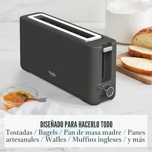 Vista 7 de Martha Stewart Tostadora de ranura larga de 2 rebanadas, extra ancha, gris Caviar Gris