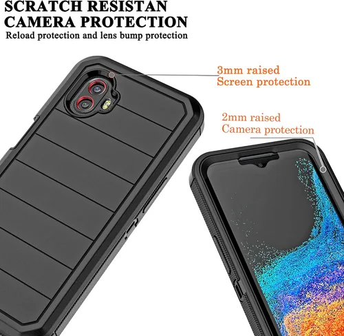Vista 6 de Funda para Galaxy Xcover 6 Pro con protector de pantalla integrado, a prueba de caídas, funda duradera de 3 capas, a prueba de golpes, funda de goma
