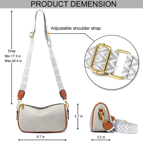 Vista 5 de YAVCOOL Bolso cruzado pequeño para mujer, con correa ancha, diseño moderno, bolso cruzado y bolso con cremallera superior