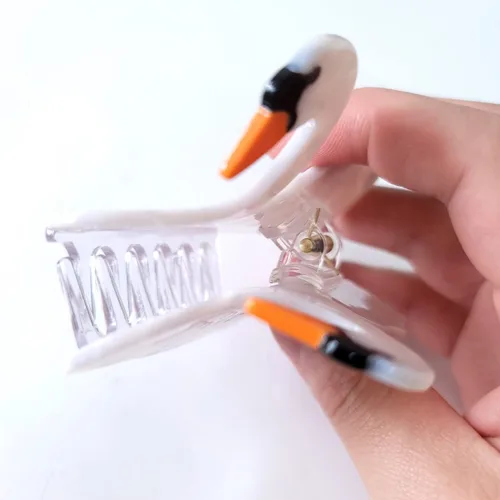 Vista 7 de Clip de garra de cisne blanco,Pinzas de pelo de acetato,Pinzas de garra pequeñas para mujeres