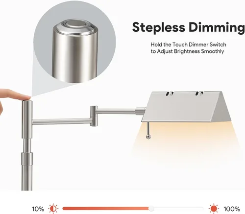 Vista 4 de VONLUCE Lámpara LED de escritorio, lámpara de mesa de metal ajustable de estilo industrial, lámpara de lectura regulable para sala de estar
