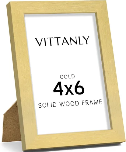 Vista 141 de Vittanly - Marco de fotos de 4 x 6 pulgadas de madera maciza con plexiglás, incluye paspartú de 3,5 x 5, para colgar en la pared o poner sobre una