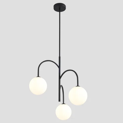 Vista 12 de Candelabro de globo de vidrio de leche de 3 luces, moderno de 1-oro+blanco