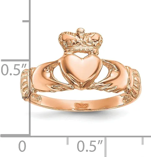 Vista 5 de Anillo Claddagh de oro rosa de 14 quilates, joyería fina celta para mujer, regalos para ella, Oro, rosa, oro rosa