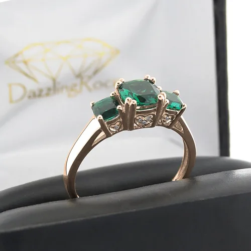 Vista 19 de Dazzlingrock Collection Anillo de boda de 3 piedras preciosas creadas en el centro de cojín de 0.04 quilates y diamante blanco natural redondo