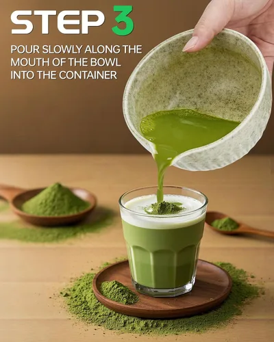 Vista 5 de Juego de batidor de matcha de 20 onzas, kit de 7 piezas de matcha que incluye cuenco matcha, batidor y soporte, cuchara de bambú, reposo, tamiz