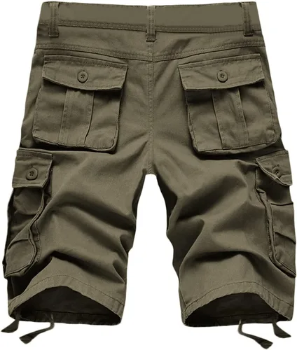Vista 4 de Yuzhih Pantalones de senderismo para hombre, pantalones cortos tácticos de secado rápido, pantalones cortos de personalidad de bolsillo, pantalones