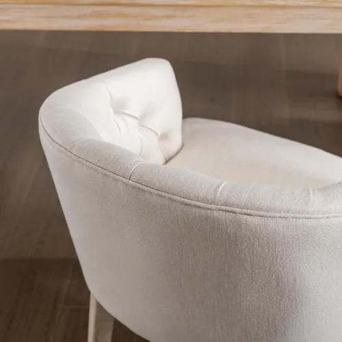 Vista 5 de LukeAlon Juego de 2 sillas de comedor de lino con brazo copetudo, color Beige