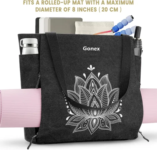 Vista 7 de Gonex Bolsa para Esterilla de Yoga, Bolsa Grande con Múltiples Bolsillos para Mujeres y Hombres, Portador de Esterilla de Lona, Cremallera Completa