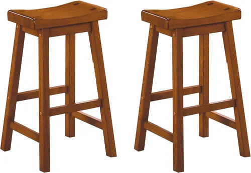 Vista 15 de Lexicon Saddleback - Juego de 2 taburetes de cocina de madera maciza, taburetes de cocina de altura para comedor, opciones de asiento de silla sin