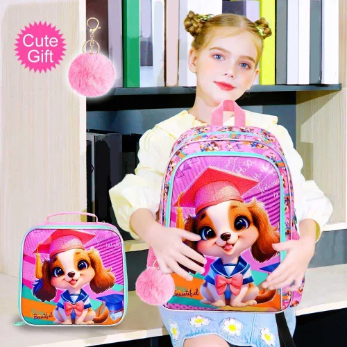 Vista 3 de AGSDON 3PCS Backpacks for Girls, 16" Elementary Kids Backpack Preschool School Bookbags and Lunch Box