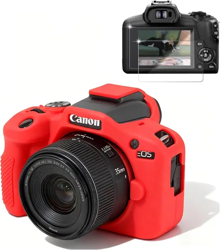 Vista 9 de Funda para cámara Canon EOS R100, funda protectora de silicona suave, antiarañazos, funda delgada con protector de pantalla, accesorios para Canon