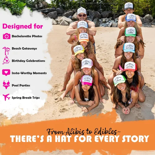Vista 5 de Funky Junque Sombreros divertidos de camionero para mujer humor adulto para despedidas de soltera y viajes de niñas, grupos 3-25, sombrero de malla