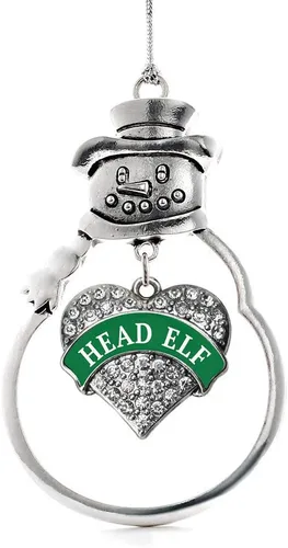 Vista 10 de Inspired Silver - Big Sis - Adorno de Navidad plateado - Adorno de árbol de Navidad con dije de corazón con circonita cúbica - Decoración colgante