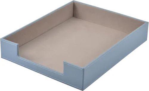 Vista 10 de Bandeja de cartas de cuero, organizador de escritorio para suministros de oficina, correo, archivos de papel, revistas, joyería, cosméticos, lujoso
