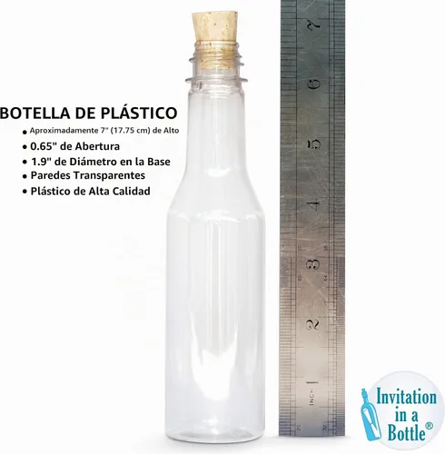 Vista 2 de Invitación en una botella, botellas de plástico y corchos para invitaciones de mensajes de botella, anuncios, manualidades, recuerdos de fiesta
