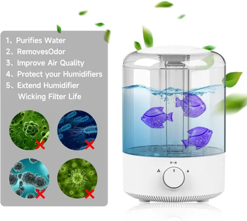 Vista 4 de Limpiador de tanque humidificador, 10 filtros de humidificador universales para peces compatibles con gotas, gotas, humidificadores de niebla cálida