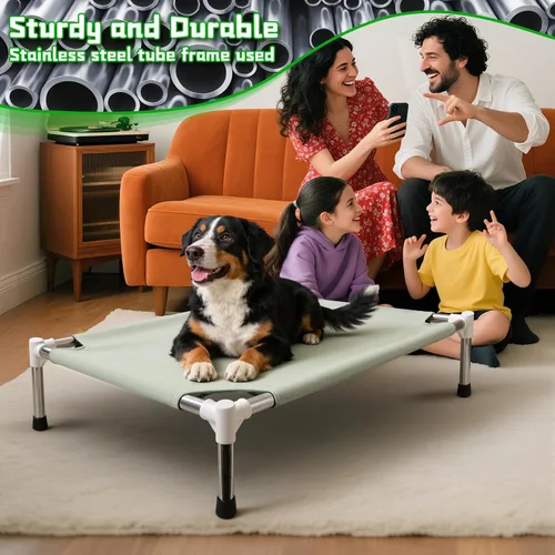 Vista 2 de Makerfire Cama elevada para perro, cuna elevada para interiores y exteriores, para perros medianos, cama desmontable para mascotas con pies