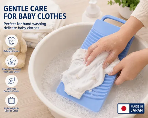 Vista 3 de JapanBargain, Tabla de lavado de plástico japonesa portátil para entrenamiento de niños, viajes y campamento, 13 x 6 pulgadas, fabricada en Japón