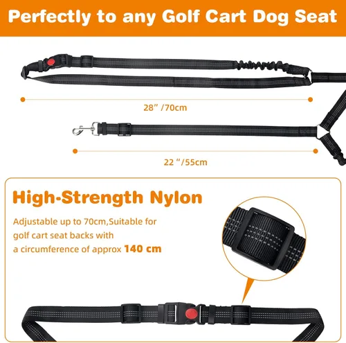 Vista 2 de Correa de asiento para perro para carrito de golf, cinturón de arnés de asiento para perro, evita que los perros salten accidentes de carrito