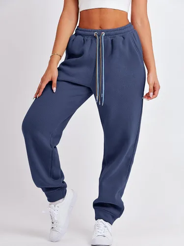 Vista 9 de ANRABESS Pantalones deportivos holgados de forro polar de cintura alta para mujer, pantalones deportivos Y2K para adolescentes y niñas