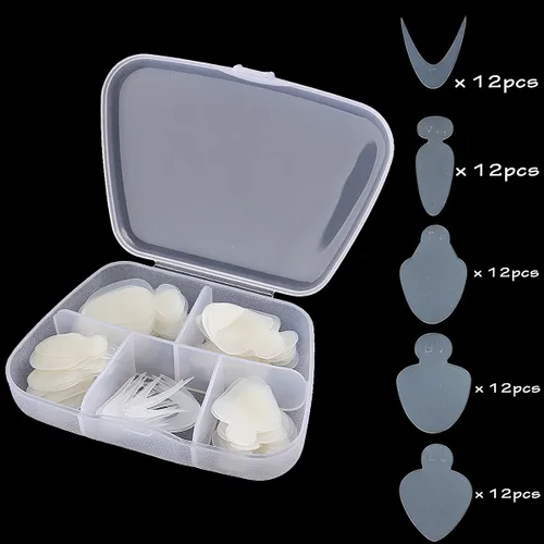 Vista 2 de Calcomanías dobles de forma francesa, 60 piezas de almohadillas de silicona reutilizables de doble forma, puntas de manicura francesa, molde