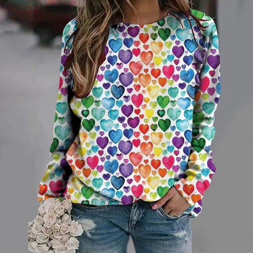 Vista 18 de Sudadera de manga larga con estampado de leopardo y corazón para mujer, para el día de San Valentín, sin botones, para niñas, regalos