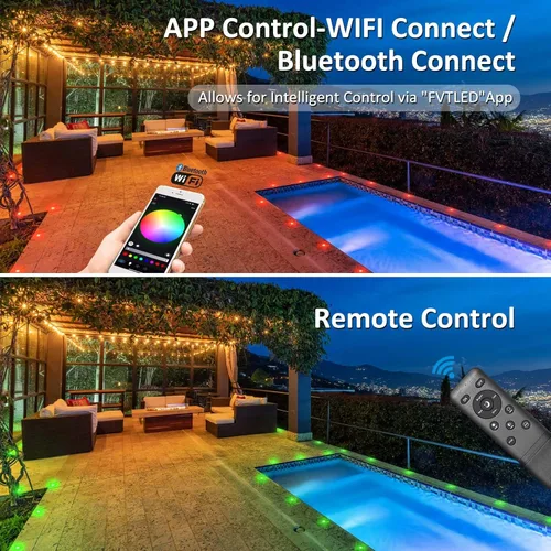 Vista 3 de Iluminación RGB para cubierta φ1.22, luces de cubierta impermeables para exteriores, luces de bajo voltaje de 12 V con control remoto, luz