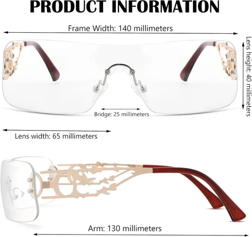 Vista 3 de Gafas de sol envolventes Y2K para mujeres y hombres, futuristas sin marco, lentes degradados