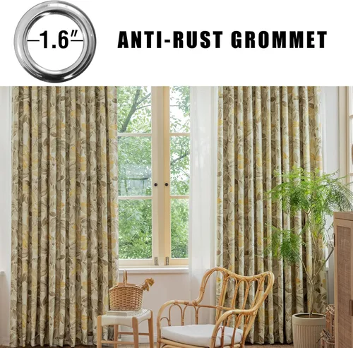 Vista 2 de SUOUO - Cortinas opacas vintage de color marrón moca, 2 paneles de 84 pulgadas Watercolor Yellow Botanical Leaf,Farmhouse,Thermal Insulated,Room