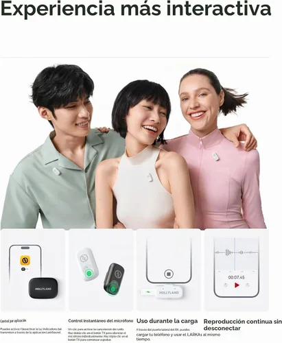 Vista 11 de Micrófono inalámbrico Hollyland Lark A1 para iPhone 17/16/15 y Android, 48kHz/24-bit, cancelación inteligente de ruido de 3 niveles, micrófono mini