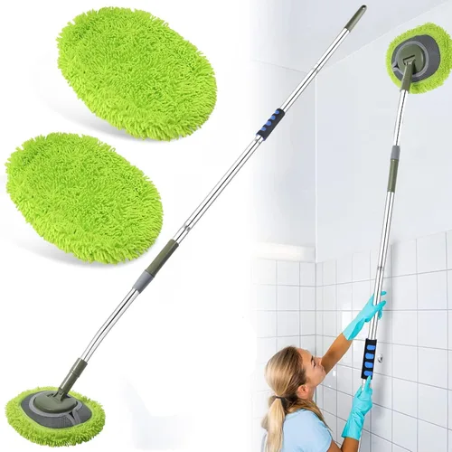 Vista 8 de Limpiador de Pared, Trapeador de Pared de Máximo 66'' con Mango Largo, Trapeador de Polvo para Techo con Poste de Extensión de Codo Ahorrador