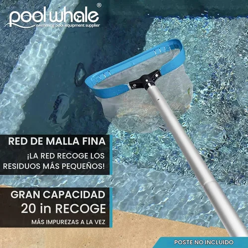 Vista 8 de POOLWHALE Red de piscina – Rastrillo profesional de 20 pulgadas para piscina, bolsa de nailon profundo con marco de aluminio, redes de malla ultra