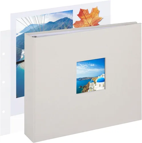 Vista 23 de 1DOT2 8x8 DIY pequeño álbum de recortes con 3 anillas, álbum de fotos con diario, con 30 fundas de plástico, 60 páginas y cubierta de tela