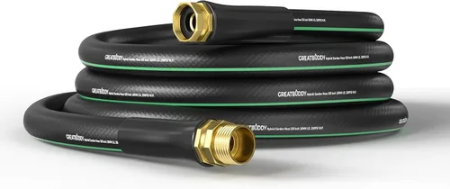 Vista 10 de GreatBuddy Manguera de jardín de 3 pies, 5/8 pulgadas, manguera híbrida resistente, flexible y ligera, explosión de 600 PSI con accesorios de latón