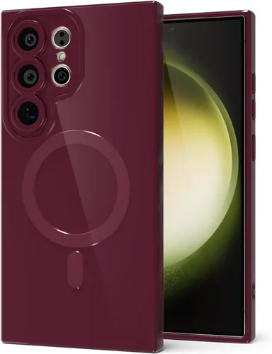 Vista 25 de Svanove Funda magnética de silicona para Samsung Galaxy S22, compatible con Magsafe, bonita funda para mujer, goma de gelatina brillante delgada