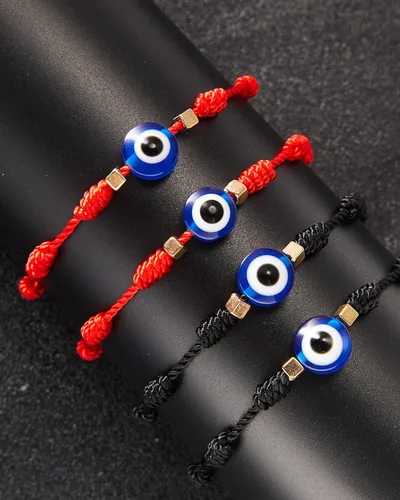 Vista 5 de Pulsera de 7 nudos contra el mal de ojo para mujeres, hombres y bebés, cuerda roja negra rosa, protección contra el mal de ojo, buena suerte, regalo