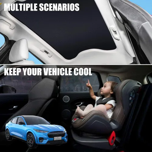 Vista 7 de Blazeray Parasol Mach E para Ford Mustang 2021, 2022, 2023, accesorios Mach-E, parasol plegable para techo de vidrio con cubiertas reflectantes