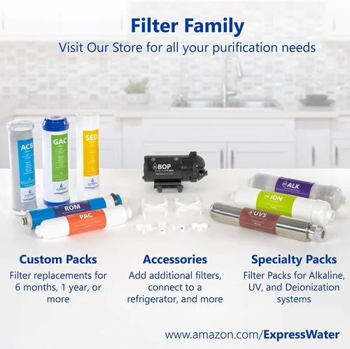 Vista 6 de Express Water Juego de filtros de repuesto para sistema de ósmosis inversa para encimera - 3 filtros en línea - Cartuchos de conexión rápida de 1/4