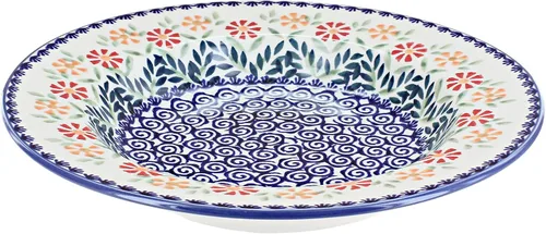 Vista 7 de Cerámica polaca de rosa azul – Plato de sopa azul violeta – 9.25 pulgadas de diámetro – Gran cuenco para sopas, ensaladas y pastas