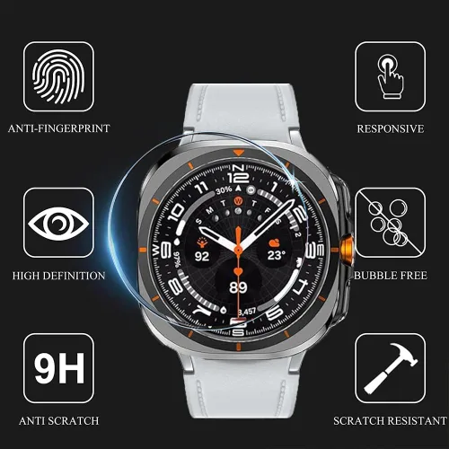 Vista 2 de DEALELE Paquete de 1 + 3 fundas compatibles con Samsung Galaxy Watch 7 Ultra (1.772 pulgadas), funda protectora de policarbonato transparente