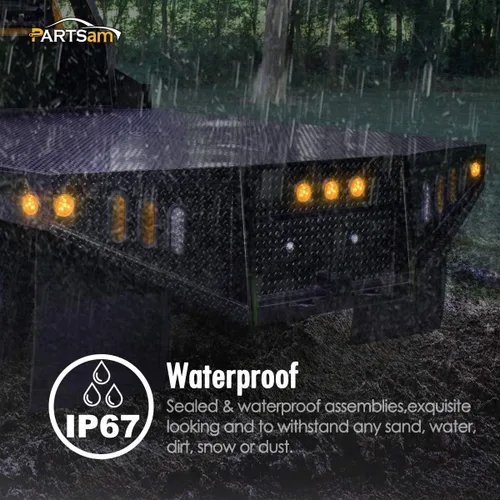 Vista 8 de Partsam 4 luces LED redondas de 2 pulgadas con marcador lateral lateral reflejo, [aprobado por DOT] 2 pulgadas, 4 luces LED de remolque con ojales