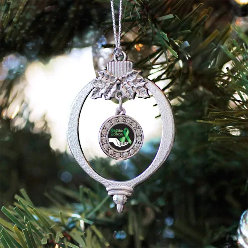 Vista 2 de Inspired Silver Adornos festivos de dije de círculo de plata con joyas de circonita cúbica, Metal Gema, Plateado, Clásico