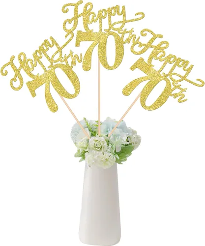 Vista 20 de Rsstarxi Paquete de 12 palitos de centro de mesa de cumpleaños número 50 para decoración de mesa de cumpleaños 50 para hombre, decoración de mesa