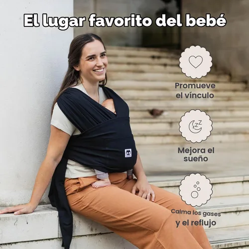 Vista 5 de CuddleCarry - Anillo para bebé preenvuelto, recién nacido a niño de 8 a 35 libras, color negro