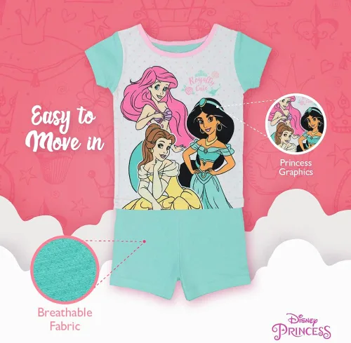 Vista 5 de Disney Girls 4-Piece Snug-fit Cotton Pajamas Set